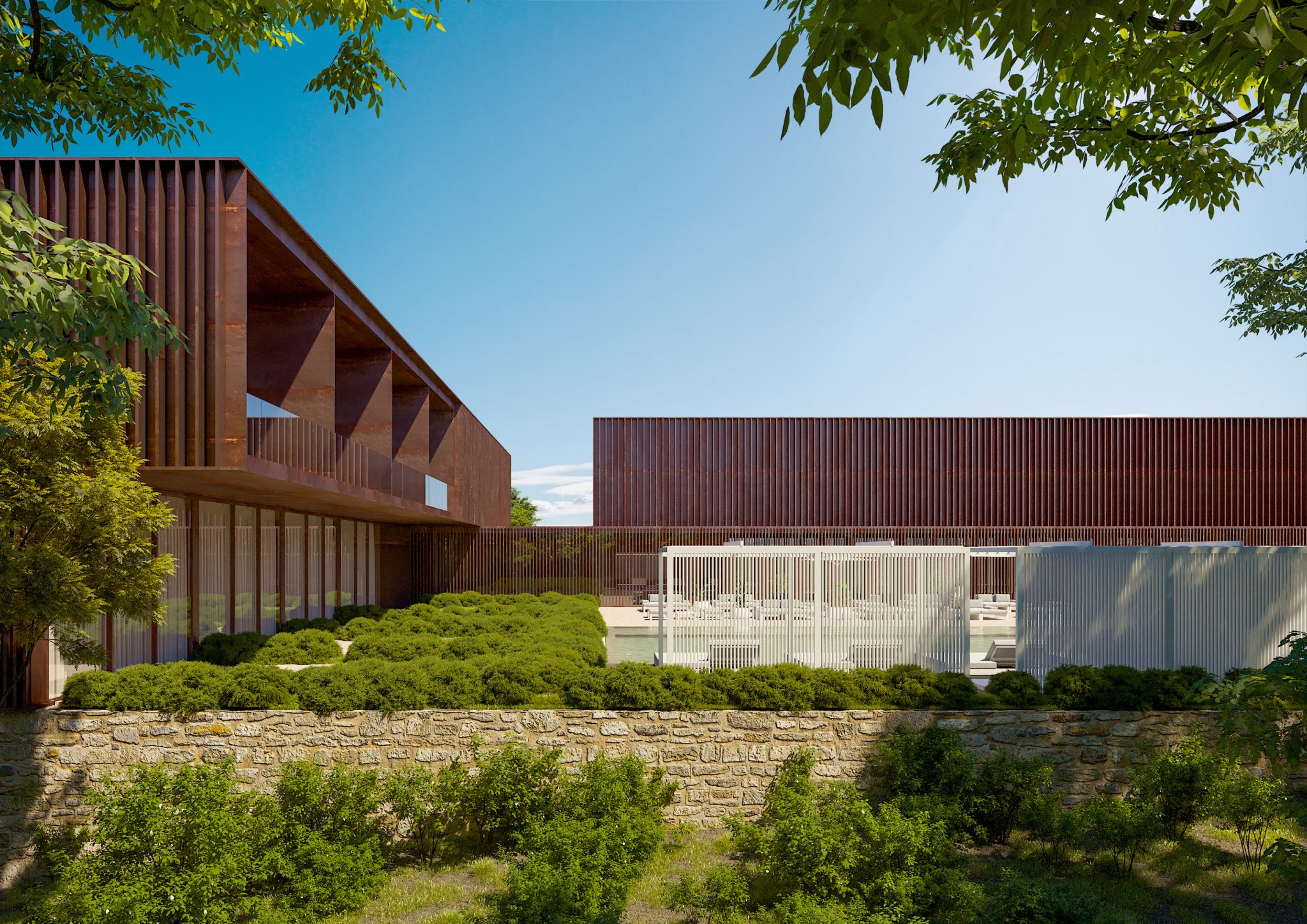 Aione Resort, edificio servizi, vista su camere e piscina