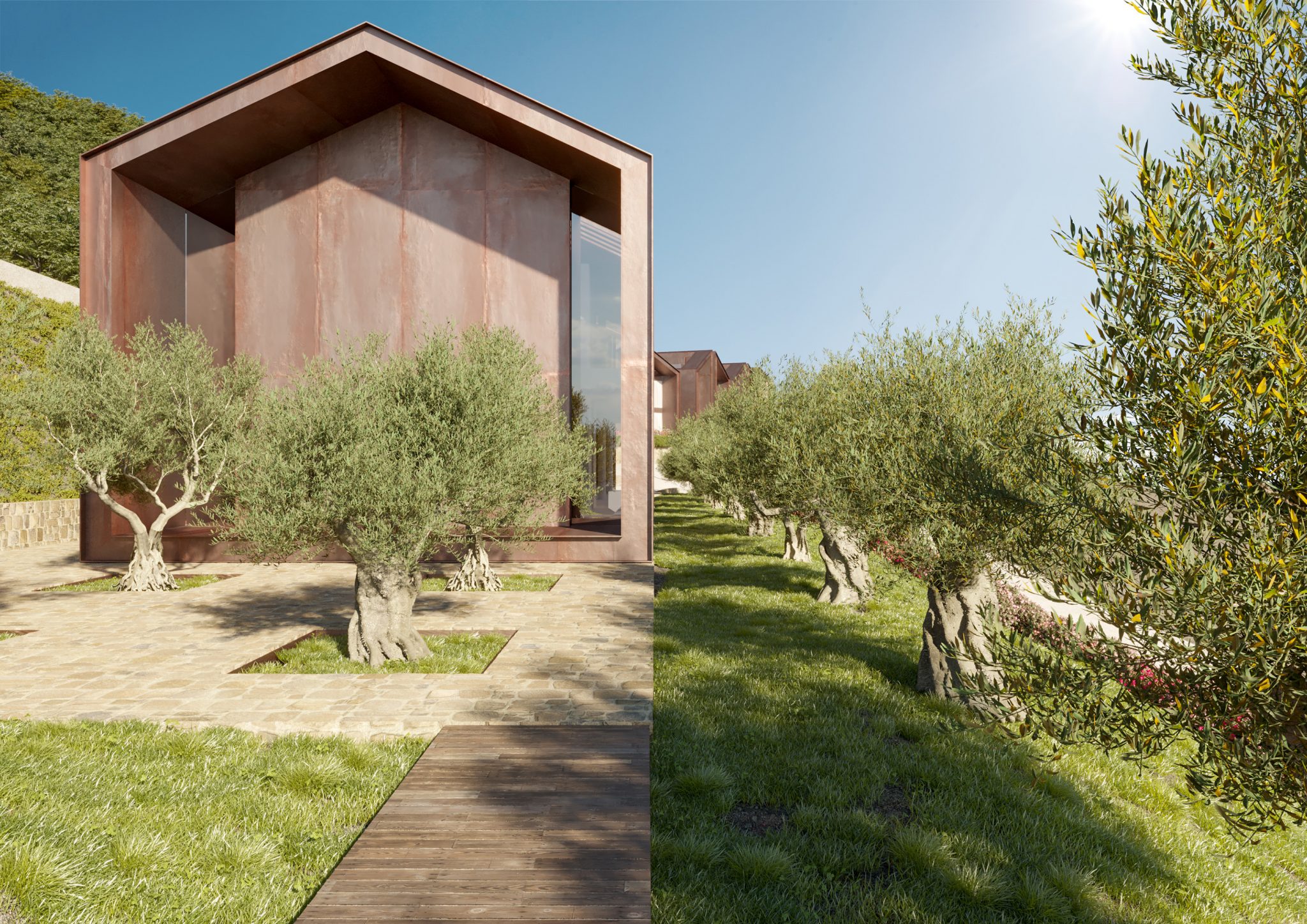 Fonte alla Lepre Resort, vista laterale su ingresso edificio servizi