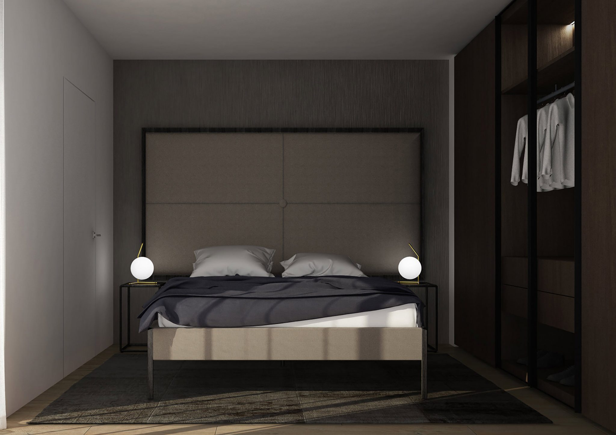 House CM, letto con testata imbottita