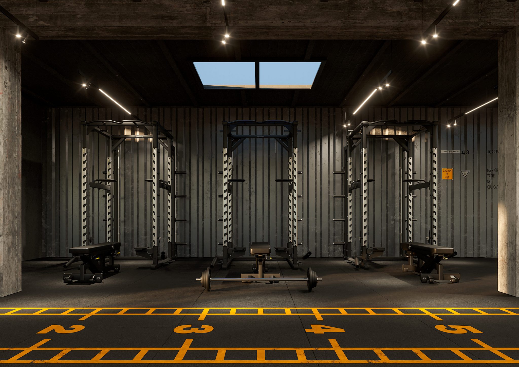 Séc Sport & Health Club; Health Club, gym floor con sprint track e Power Rack Technogym